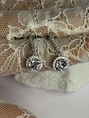 925 Sterling Silver Dream CZ Earrings Length 1.05 Inch