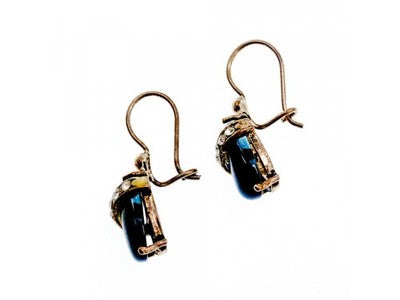 925 Sterling Silver Blue Onyx & CZ Earrings