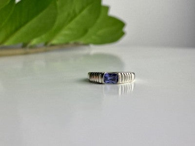 925 Sterling Silver Purple CZ Ring Size 6.5