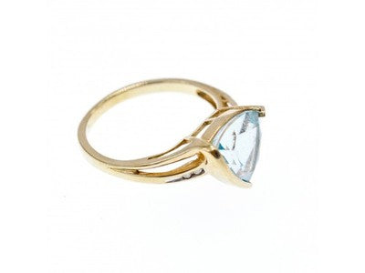 10K Yellow Gold Topaz & Diamonds Ring Size 7