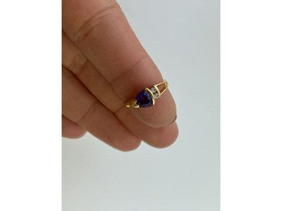 14K Yellow Gold Tourmaline & Diamonds Ring Size 3