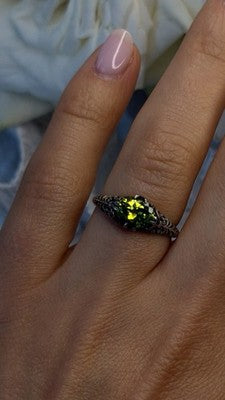 Vintage Filigree 925 Sterling Silver Green Tourmaline Ring Size 7