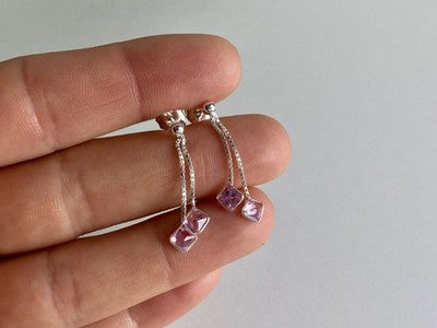 925 Sterling Silver Pink CZ Earrings