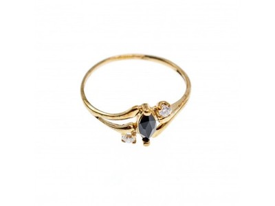 10K Yellow Gold Spinel & White Topaz Ring Size 5.5