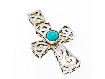 925 Sterling Silver Turquoise Cross Pendant