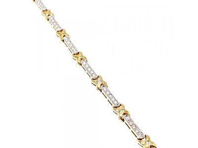 925 Sterling Silver Gold Plated CZ Bracelet Size 7.5 IN