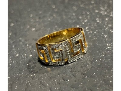 925 Sterling Silver Gold Plated Diamonds Ring Size 5.5
