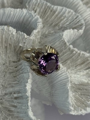 925 Sterling Silver Amethyst Ring Size 6.5
