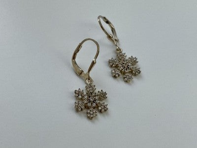 925 Sterling Silver CZ "Snowflakes" Earrings