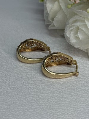 925 Sterling Silver Gold Plated Ruby Sapphire Emerald Earrings Length 0.95 Inch