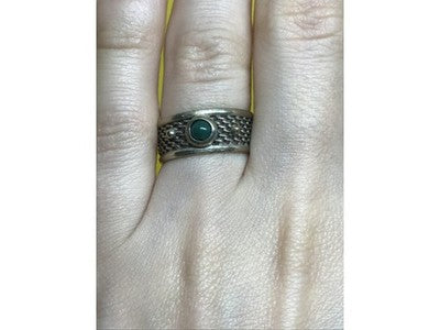 Vintage 925 Sterling Silver Green Nephrite (Jade) Ring Size 7.5