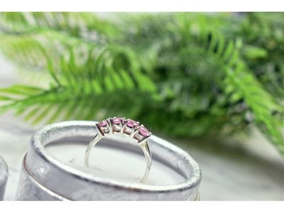 925 Sterling Silver Pink CZ Ring Size 6.5