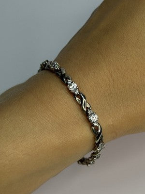 Beautiful 925 Sterling Silver CZ Bracelet Length 7 Inch