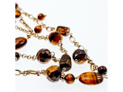 925 Sterling Silver Gold Plated Tiger's eye Necklace