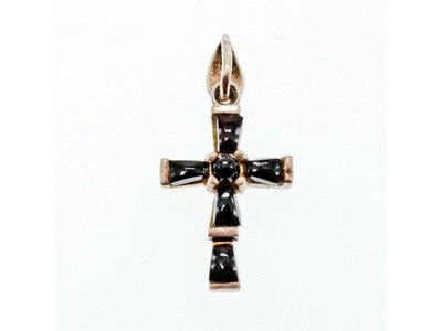 925 Sterling Silver Black Agate Cross Pendant