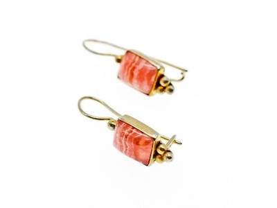 925 Sterling Silver Gold Plated Agate Earrings