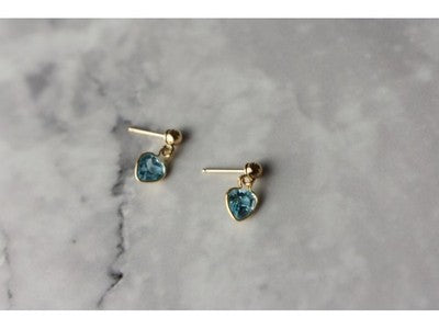 10K Yellow Gold Blue Spinel Earrings