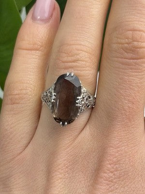 925 Sterling Silver Brown Tourmaline Ring Size 7