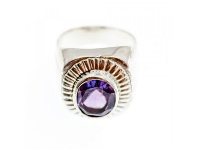 Vintage 925 Sterling Silver Amethyst Ring Size 8