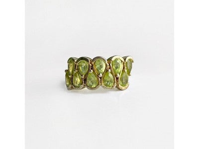 925 Sterling Silver Gold Plated Peridot Ring Size 6.5