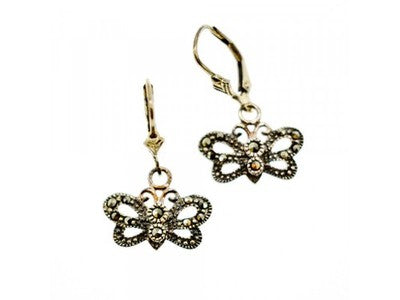 Vintage 925 Sterling Silver Marcasites "Butterflies" Earrings