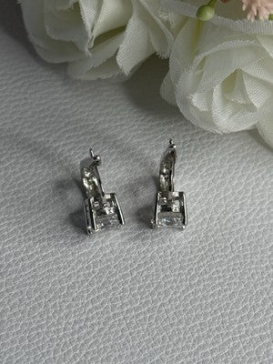 925 Sterling Silver CZ Earrings Length 0.65 Inch