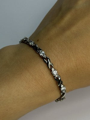 Beautiful 925 Sterling Silver CZ Bracelet Length 7 Inch