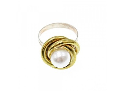 925 Sterling Silver Gold Plated Imitation Pearls Set