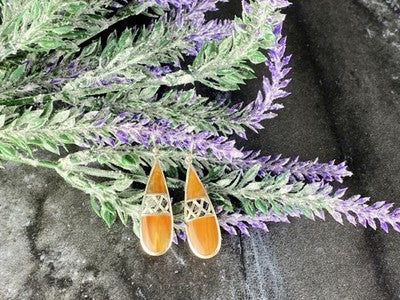 Vintage 925 Sterling Silver Agate Earrings