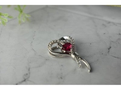 925 Sterling Silver Pink Sapphire & Colorless Quartz Pendant