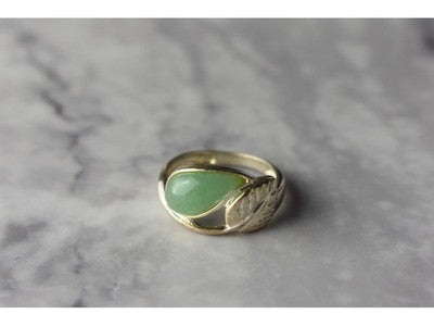 925 Sterling Silver Green Nephrite (Jade) Ring Size 6.5