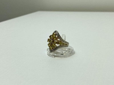 925 Sterling Silver Gold Plated Citrine Ring Size 5.5