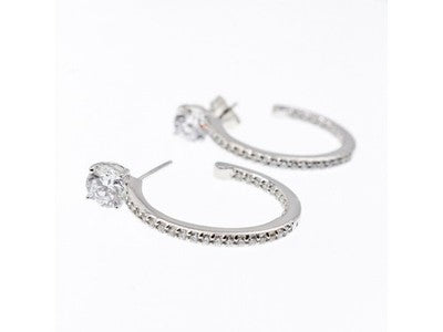 925 Sterling Silver CZ "Harmony" Hoop Earrings