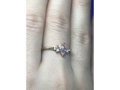 925 Sterling Silver Gold Plated Pink & White CZ Ring Size 8