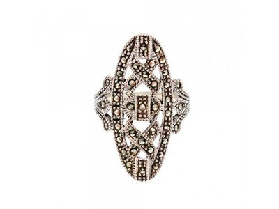 925 Sterling Silver Marcasites Ring Size 6.5