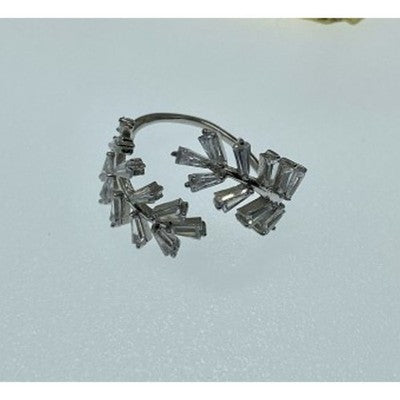 925 Sterling Silver CZ "Foliage" Ring Size 6.5 (Adjustable)