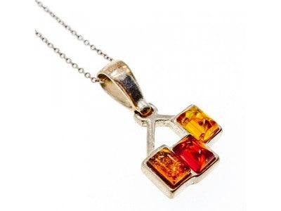 Vintage 925 Sterling Silver Amber Chain With Pendant