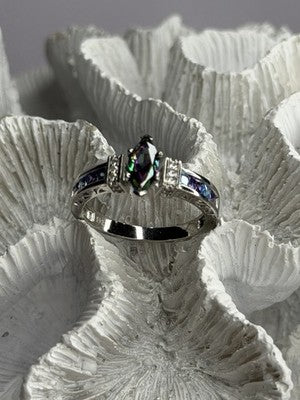 925 Sterling Silver Mystic Topaz Blue Topaz Amethyst Beryl Ring Size 10.5