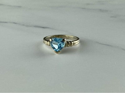 925 Sterling Silver Topaz "Heart" Ring Size 8