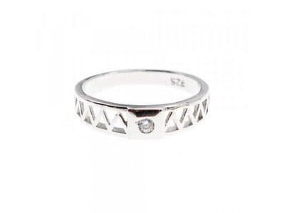 925 Sterling Silver CZ Band Ring Size 8