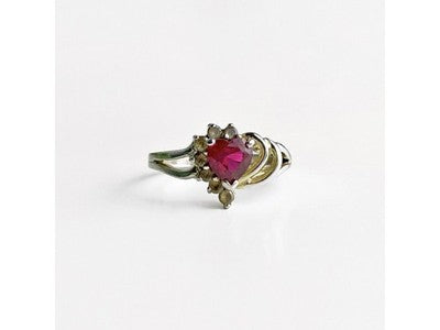 925 Sterling Silver Spinel "Heart" Ring Size 9