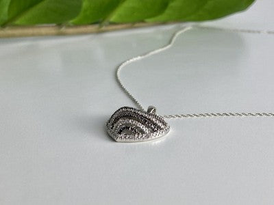 925 Sterling Silver White & Black CZ Heart Chain With Pendant