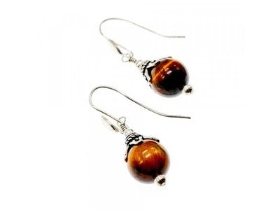 Vintage 925 Sterling Silver Agate Earrings