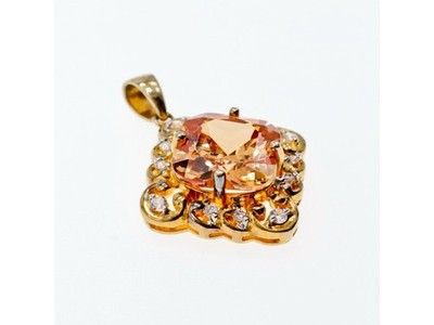 925 Sterling Silver Gold Plated Heliodor & CZ Pendant