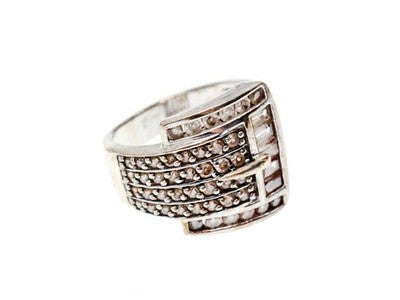 925 Sterling Silver CZ "Strap" Ring Size 7.5