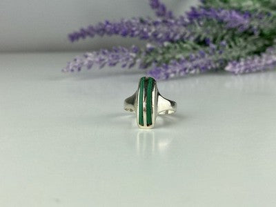 925 Sterling Silver Malachite Ring Size 5.5