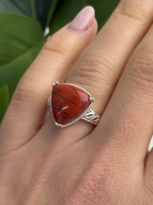 925 Sterling Silver Carnelian Ring Size 7