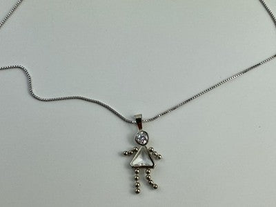 925 Sterling Silver CZ "Girl" Chain With Pendant