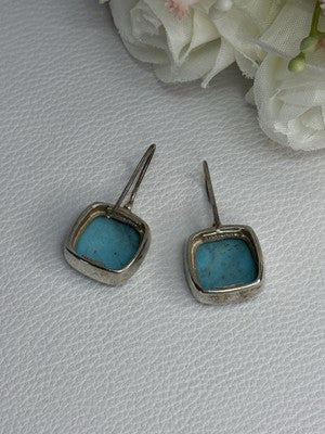 925 Sterling Silver Larimar Earrings Length 1.13 Inch