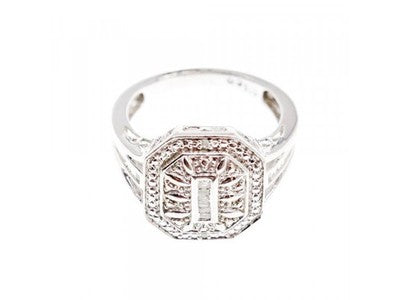 925 Sterling Silver Diamonds Ring Size 8